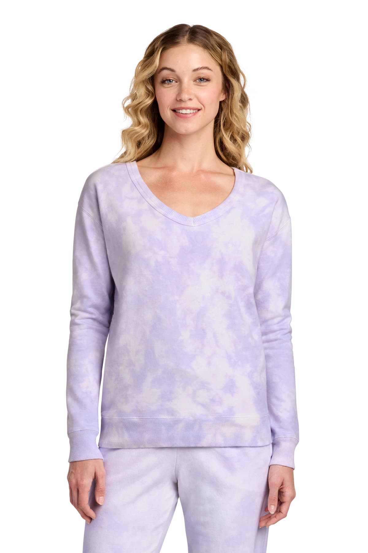 Women's Beach Wash Cloud Tie-Dye V-Neck Sweatshirt