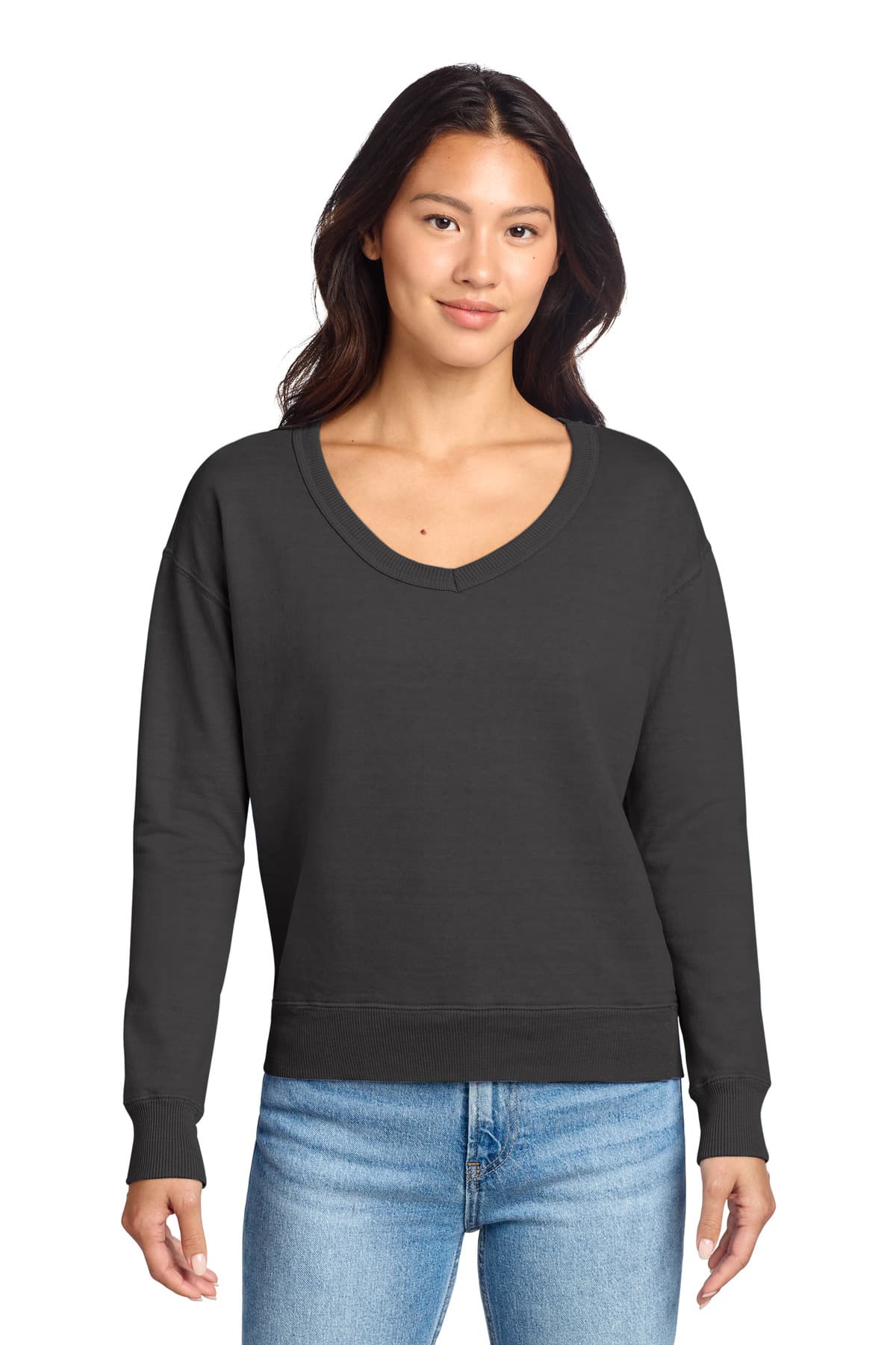 Women's Beach Wash Garment-Dyed V-Neck Sweatshirt