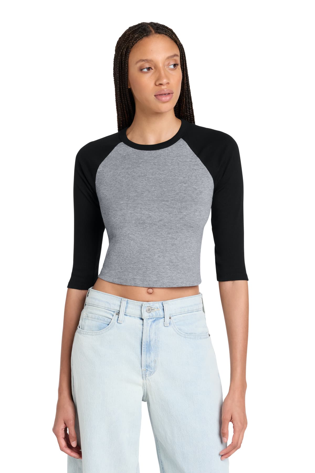 Women's Micro Rib 3/4 Raglan Baby Tee