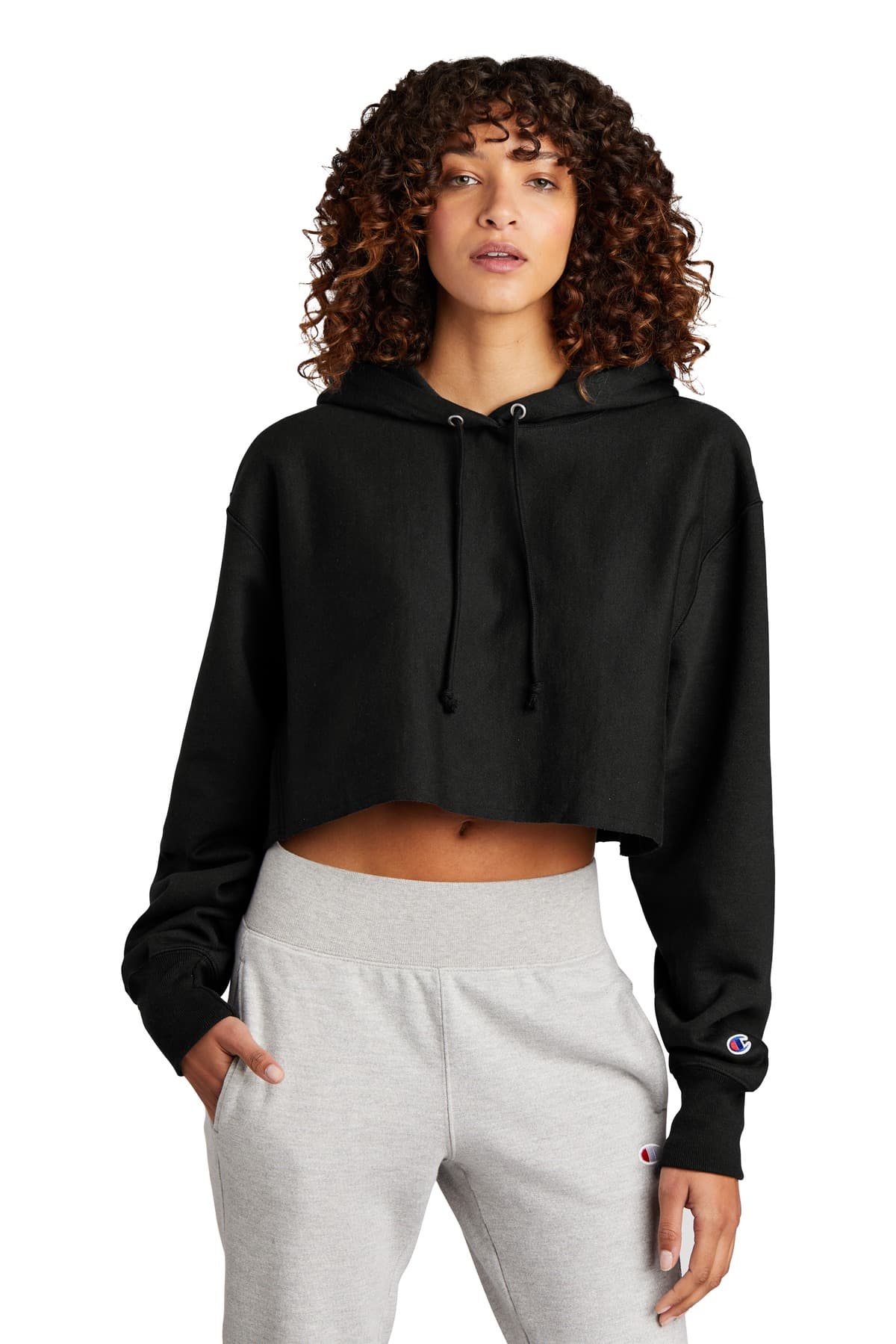 Women's Reverse Weave Cropped Cut-Off Hooded Sweatshirt