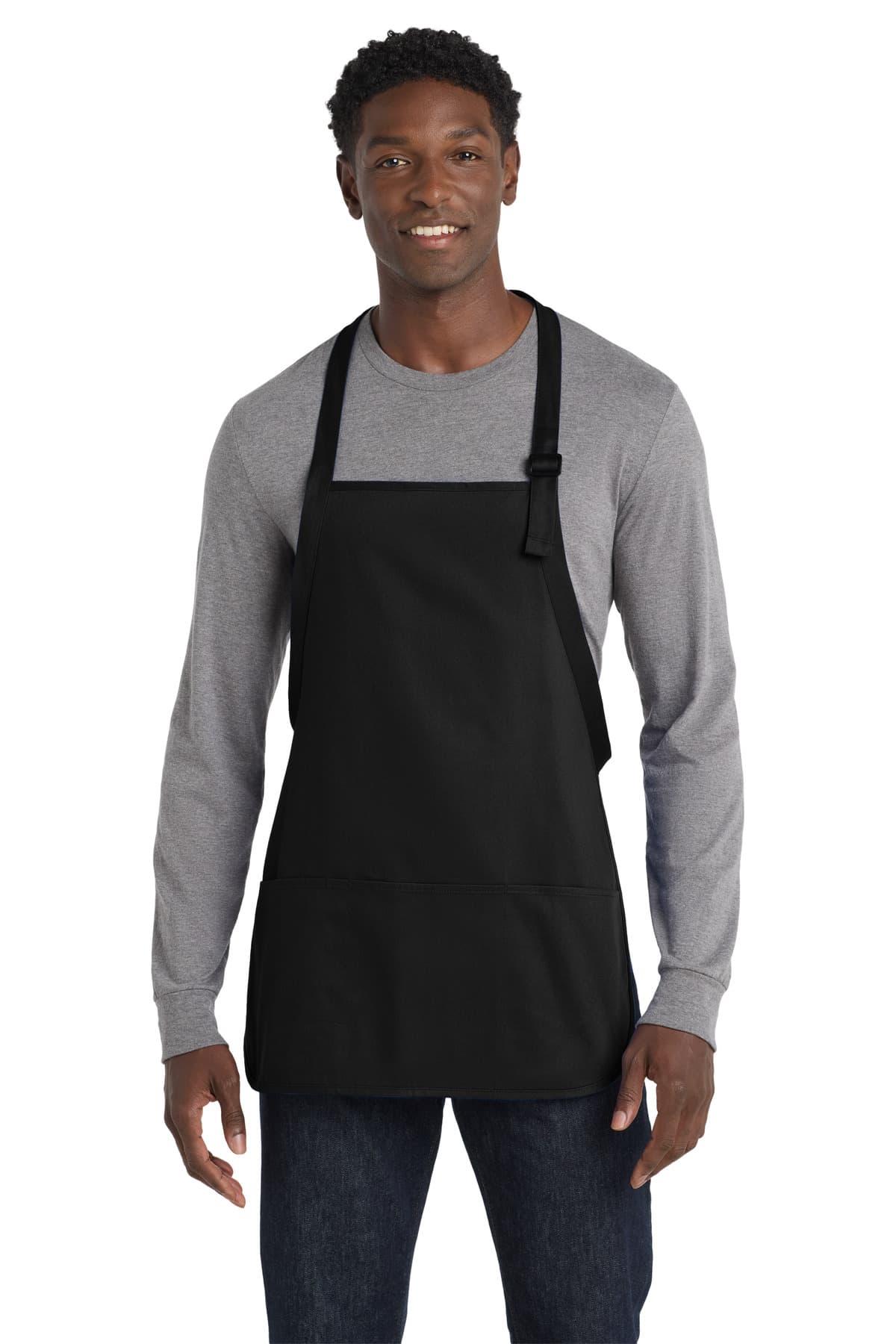 Medium-Length Apron with Pouch Pockets