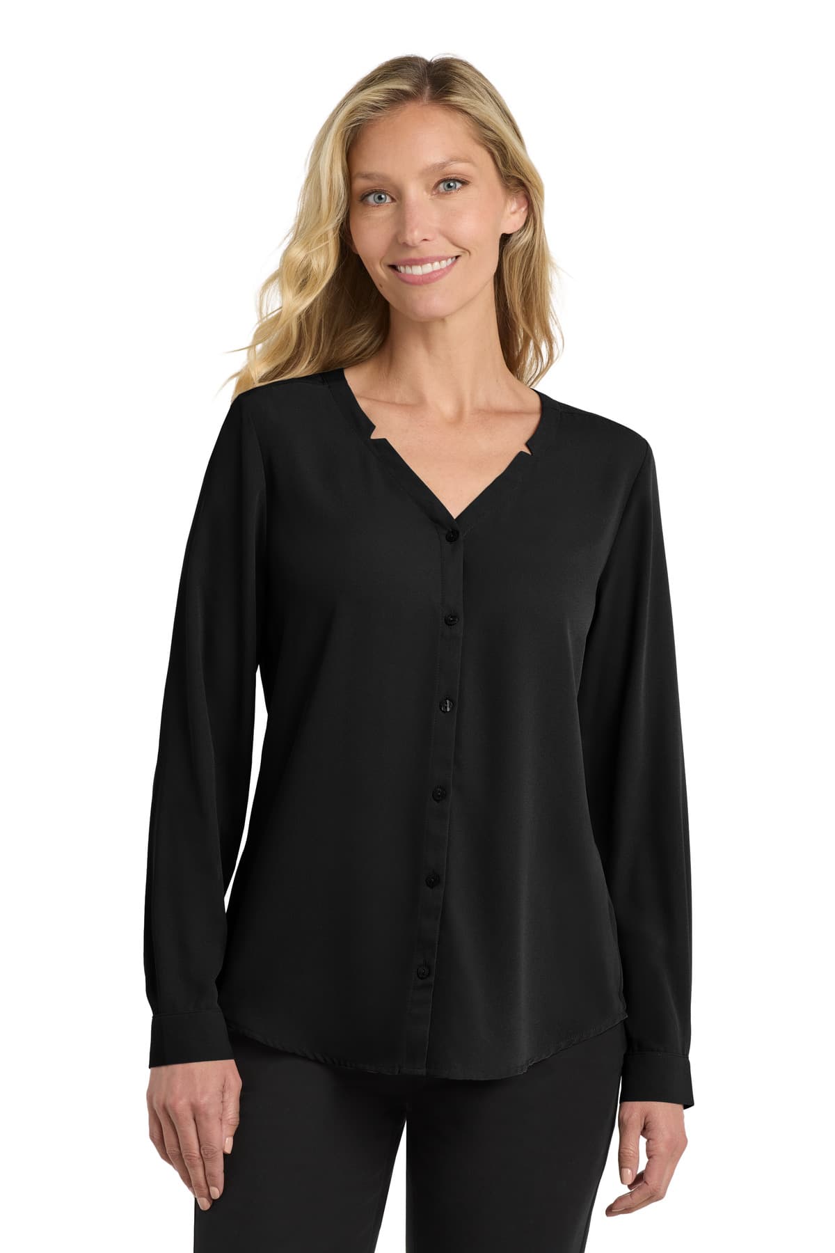 Women's Long Sleeve Button-Front Blouse